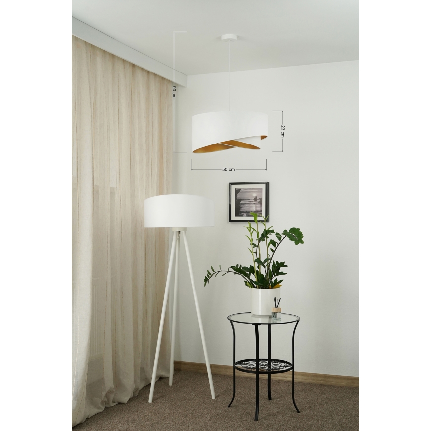 Brilagi - LED Luster na sajli LYRA 1xE27/15W/230V bijela/zlatna