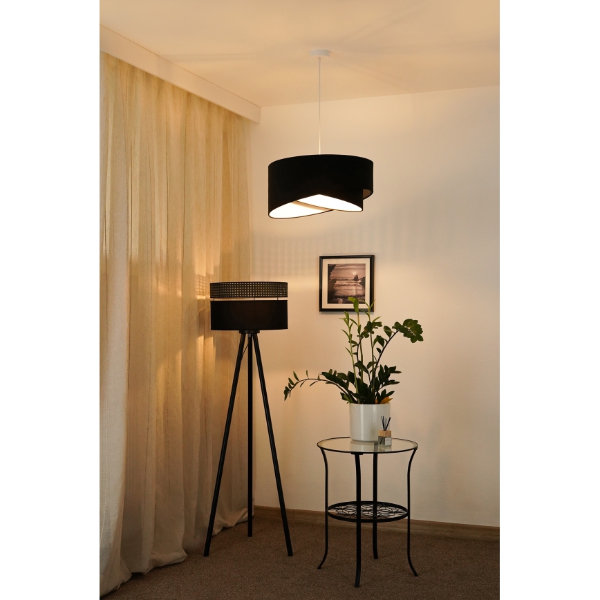Brilagi - LED Luster na sajli LYRA 1xE27/15W/230V crna/bijela