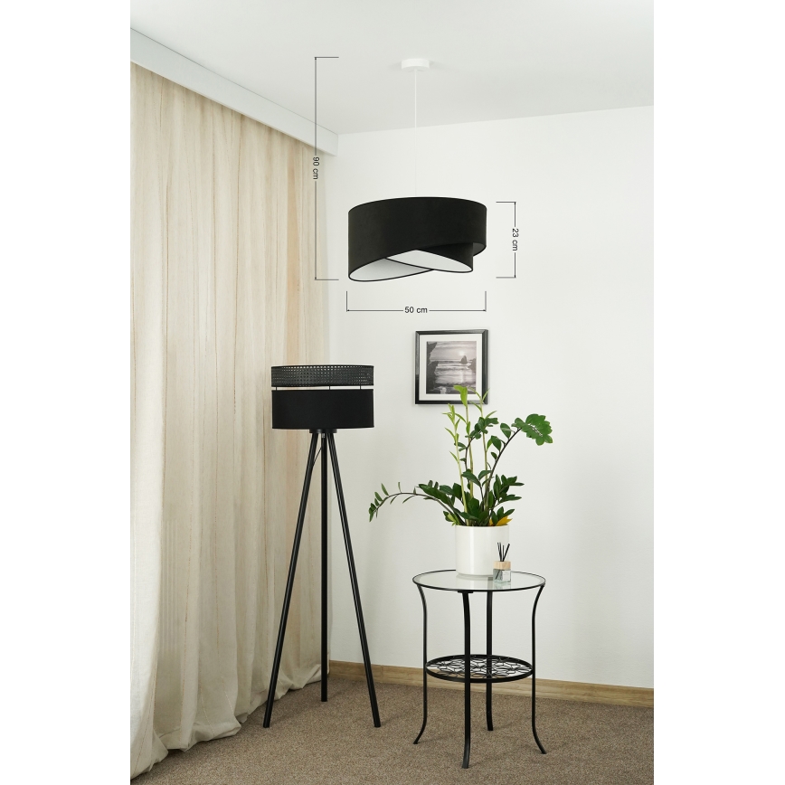 Brilagi - LED Luster na sajli LYRA 1xE27/15W/230V crna/bijela