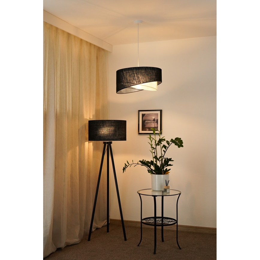 Brilagi - LED Luster na sajli LYRA 1xE27/15W/230V crna/krem