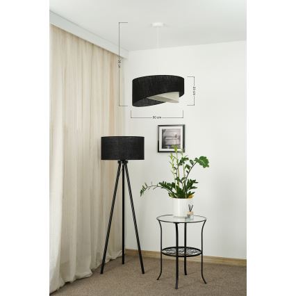 Brilagi - LED Luster na sajli LYRA 1xE27/15W/230V crna/krem