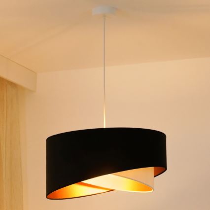Brilagi - LED Luster na sajli LYRA 1xE27/15W/230V crna/krem/zlatna