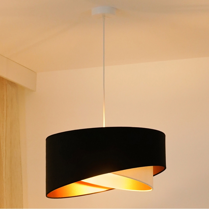 Brilagi - LED Luster na sajli LYRA 1xE27/15W/230V crna/krem/zlatna