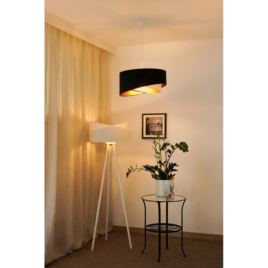 Brilagi - LED Luster na sajli LYRA 1xE27/15W/230V crna/krem/zlatna