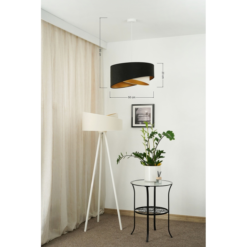 Brilagi - LED Luster na sajli LYRA 1xE27/15W/230V crna/krem/zlatna