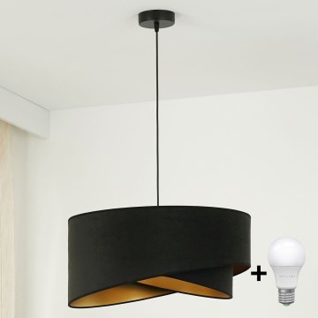 Brilagi - LED Luster na sajli LYRA 1xE27/15W/230V crna/zlatna