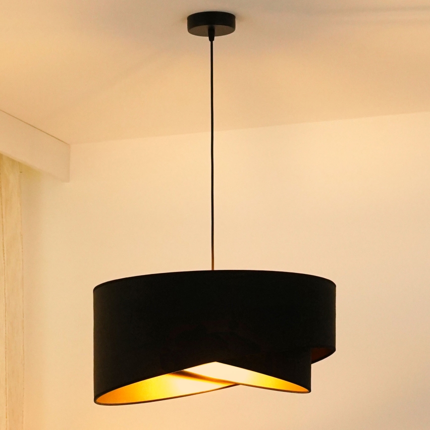 Brilagi - LED Luster na sajli LYRA 1xE27/15W/230V crna/zlatna