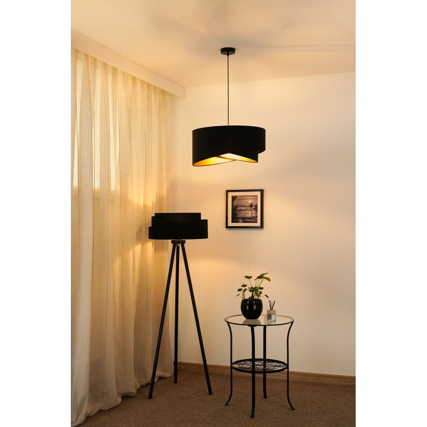 Brilagi - LED Luster na sajli LYRA 1xE27/15W/230V crna/zlatna
