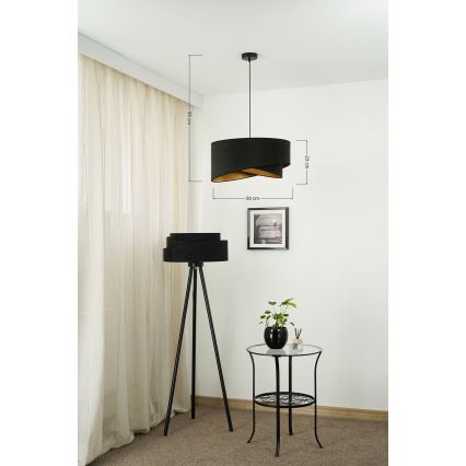 Brilagi - LED Luster na sajli LYRA 1xE27/15W/230V crna/zlatna