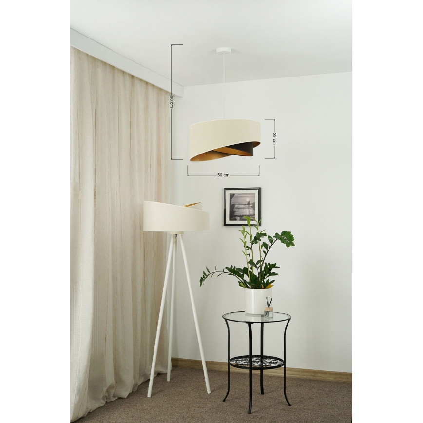 Brilagi - LED Luster na sajli LYRA 1xE27/15W/230V krem/crna/zlatna