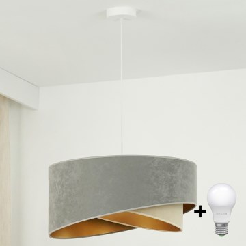 Brilagi - LED Luster na sajli LYRA 1xE27/15W/230V siva/bež/zlatna