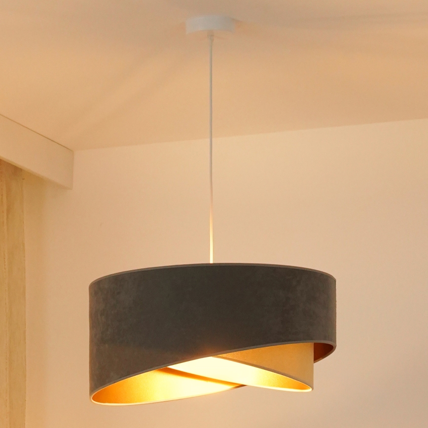 Brilagi - LED Luster na sajli LYRA 1xE27/15W/230V siva/bež/zlatna