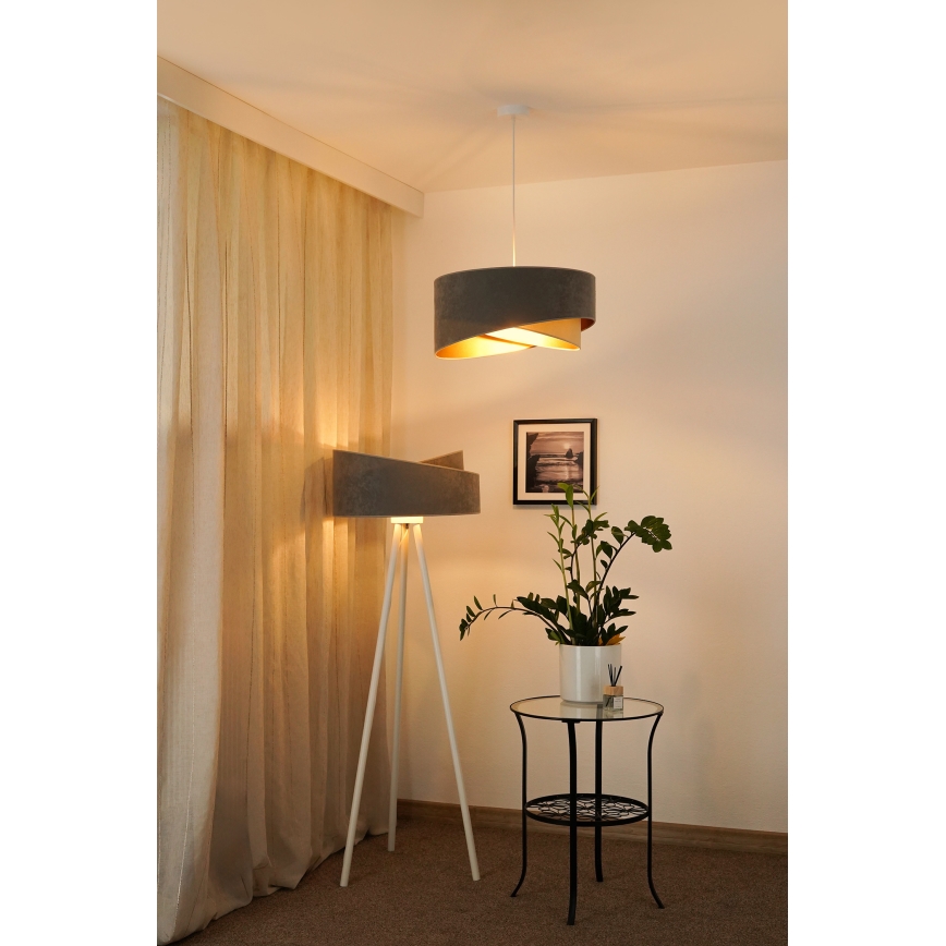 Brilagi - LED Luster na sajli LYRA 1xE27/15W/230V siva/bež/zlatna