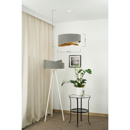 Brilagi - LED Luster na sajli LYRA 1xE27/15W/230V siva/bež/zlatna