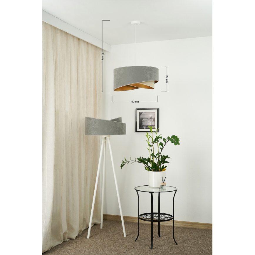 Brilagi - LED Luster na sajli LYRA 1xE27/15W/230V siva/bež/zlatna