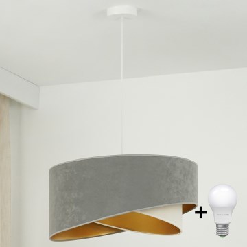 Brilagi - LED Luster na sajli LYRA 1xE27/15W/230V siva/krem/zlatna