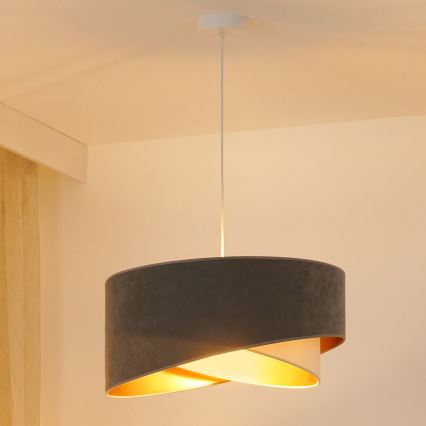 Brilagi - LED Luster na sajli LYRA 1xE27/15W/230V siva/krem/zlatna