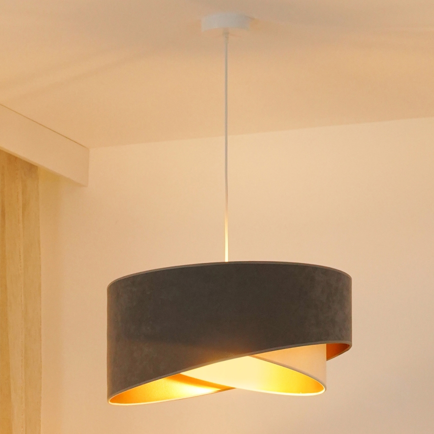 Brilagi - LED Luster na sajli LYRA 1xE27/15W/230V siva/krem/zlatna