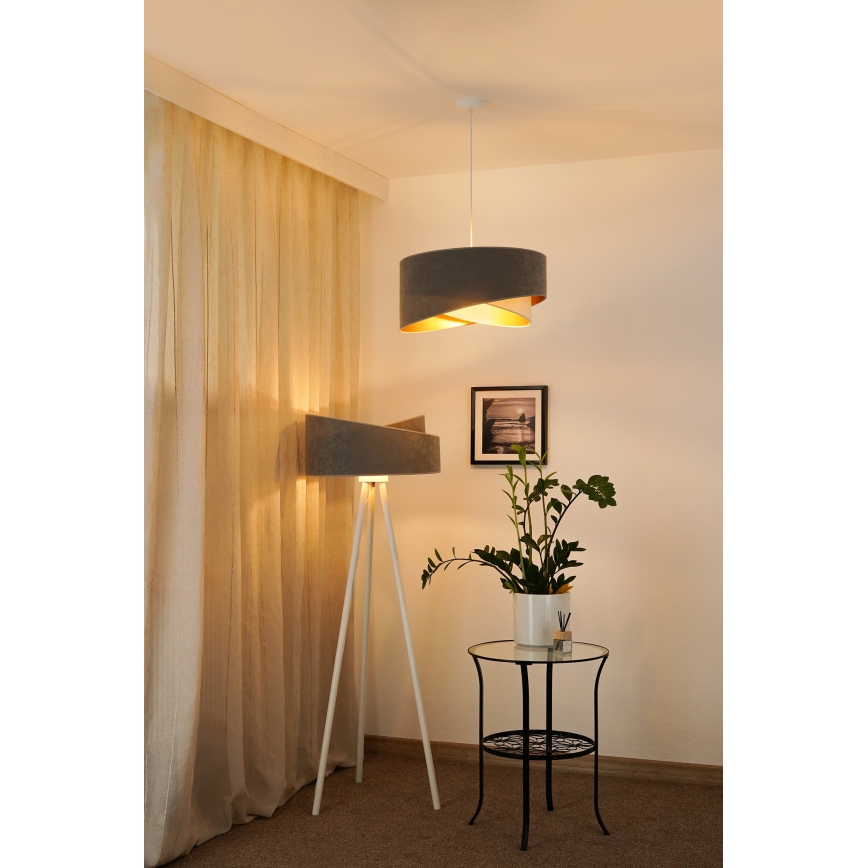 Brilagi - LED Luster na sajli LYRA 1xE27/15W/230V siva/krem/zlatna