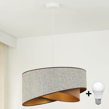 Brilagi - LED Luster na sajli LYRA 1xE27/15W/230V siva/krem/zlatna