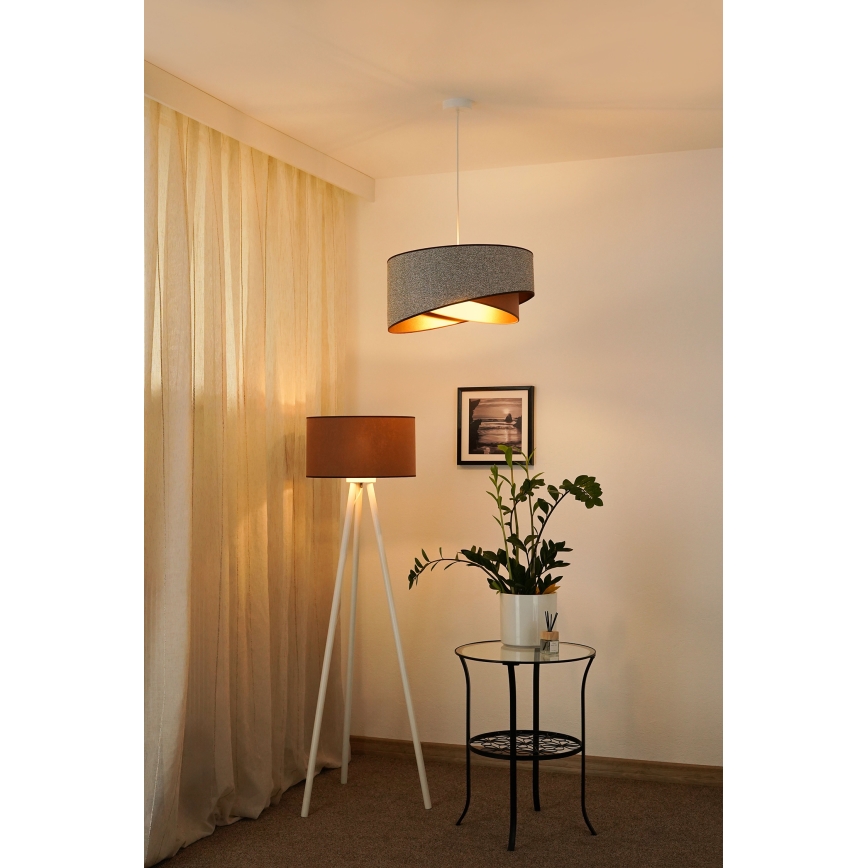 Brilagi - LED Luster na sajli LYRA 1xE27/15W/230V siva/krem/zlatna