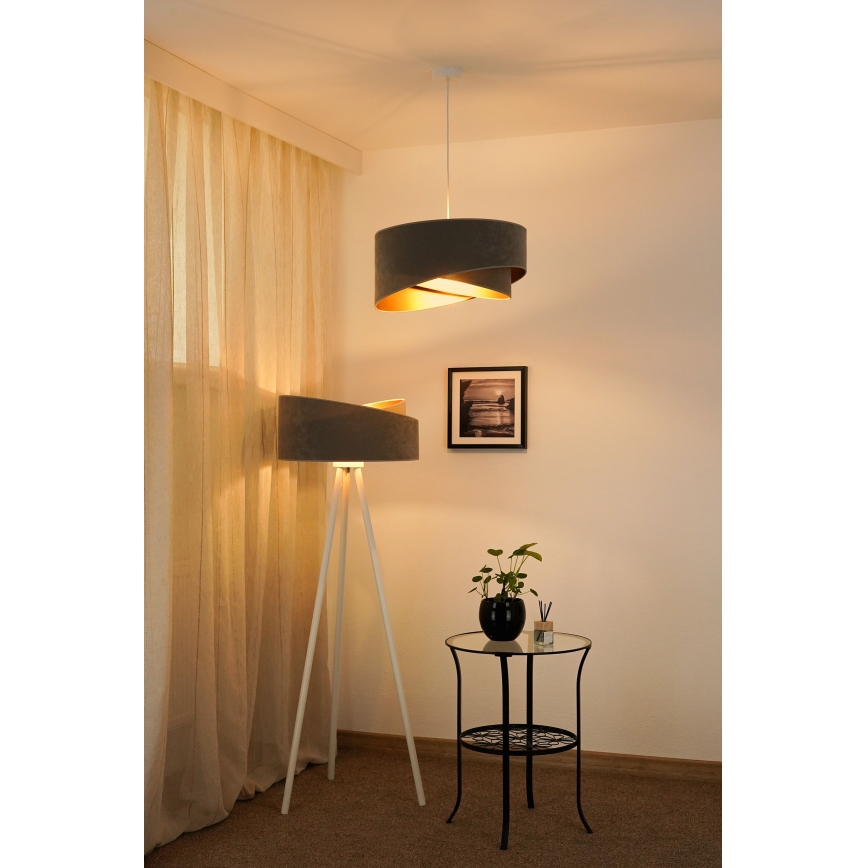 Brilagi - LED Luster na sajli LYRA 1xE27/15W/230V siva/zlatna