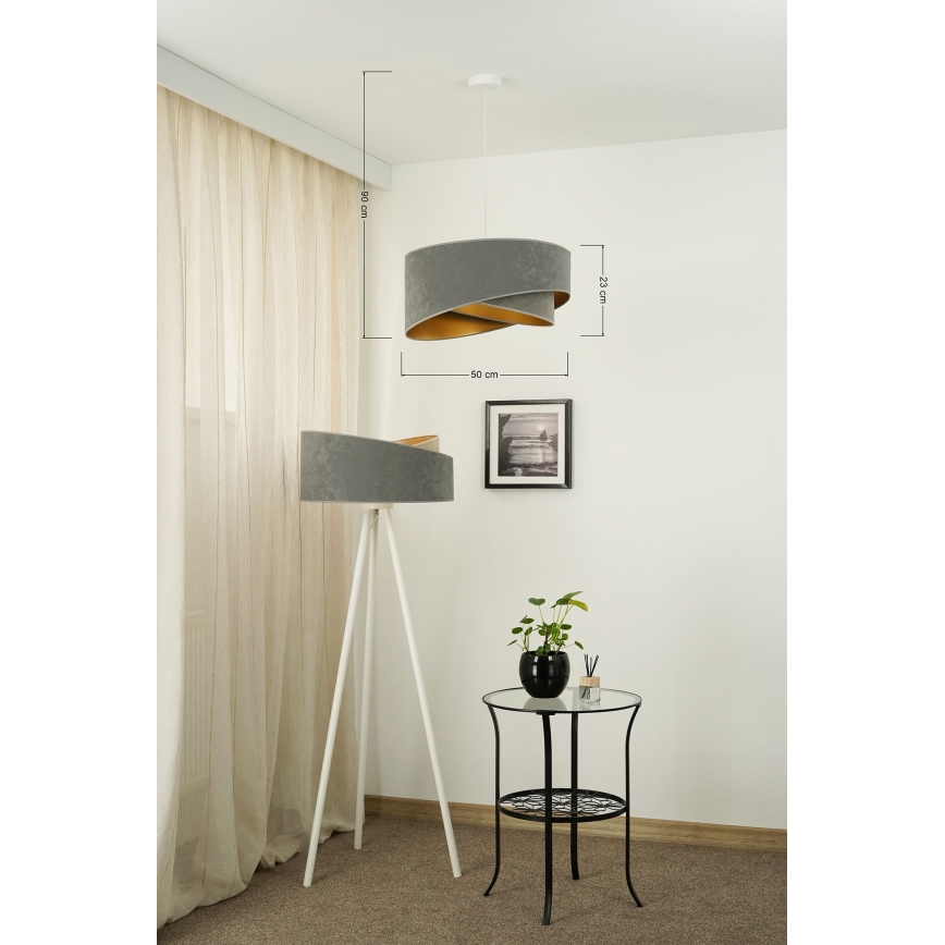 Brilagi - LED Luster na sajli LYRA 1xE27/15W/230V siva/zlatna