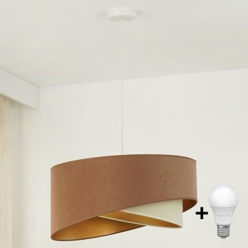 Brilagi - LED Luster na sajli LYRA 1xE27/15W/230V smeđa/krem/zlatna