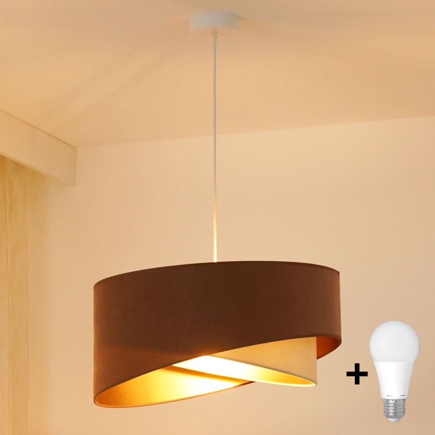 Brilagi - LED Luster na sajli LYRA 1xE27/15W/230V smeđa/krem/zlatna