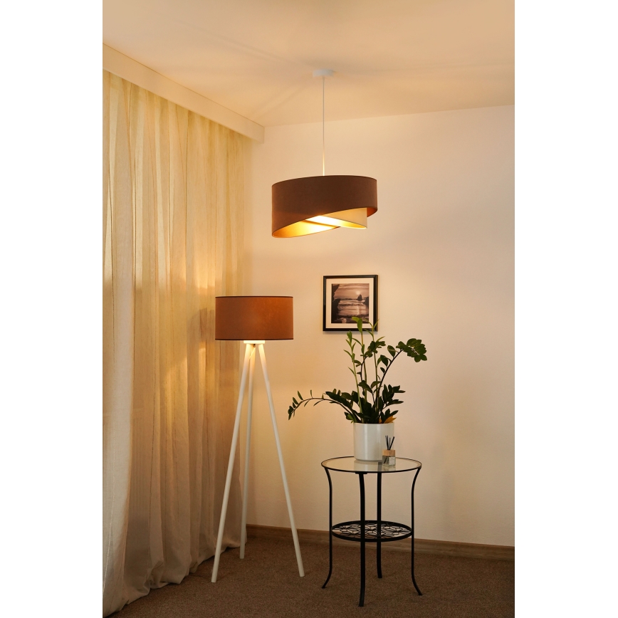 Brilagi - LED Luster na sajli LYRA 1xE27/15W/230V smeđa/krem/zlatna