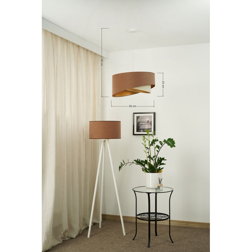 Brilagi - LED Luster na sajli LYRA 1xE27/15W/230V smeđa/krem/zlatna