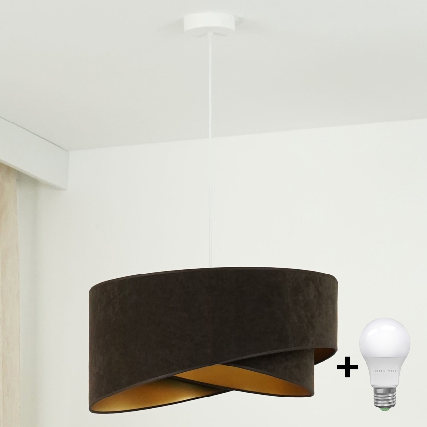 Brilagi - LED Luster na sajli LYRA 1xE27/15W/230V tamno smeđa/zlatna