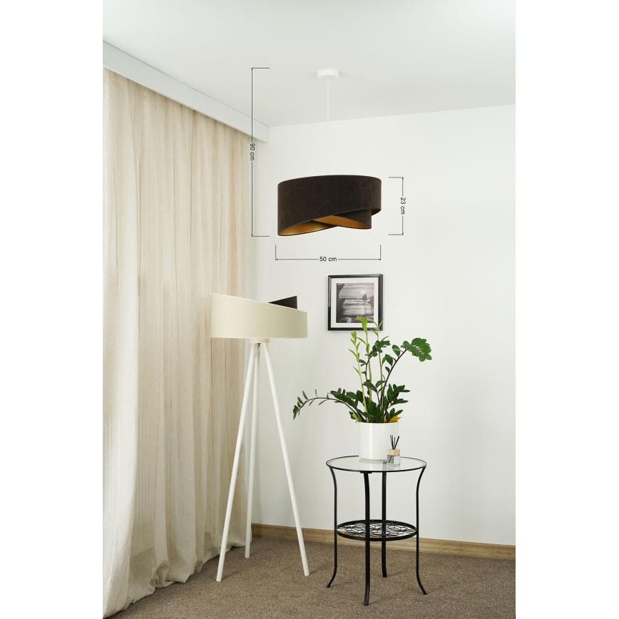 Brilagi - LED Luster na sajli LYRA 1xE27/15W/230V tamno smeđa/zlatna