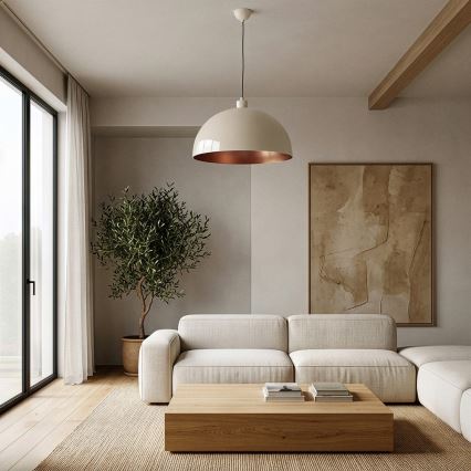 Brilagi - LED luster na sajli METALO 1xE27/40W/230V Ø 40 cm, bež/bakrena