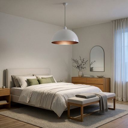 Brilagi - LED luster na sajli METALO 1xE27/40W/230V Ø 40 cm bijela/bakrena