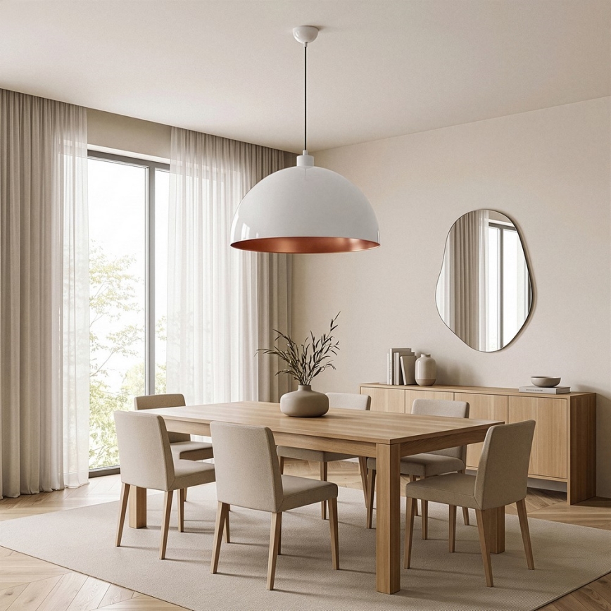 Brilagi - LED luster na sajli METALO 1xE27/40W/230V Ø 60 cm bijela/bakrena