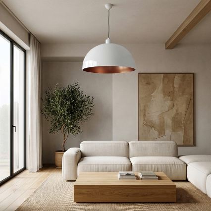 Brilagi - LED luster na sajli METALO 1xE27/40W/230V Ø 60 cm bijela/bakrena