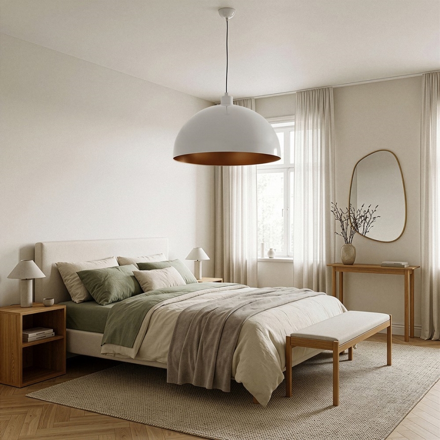 Brilagi - LED luster na sajli METALO 1xE27/40W/230V Ø 60 cm bijela/bakrena