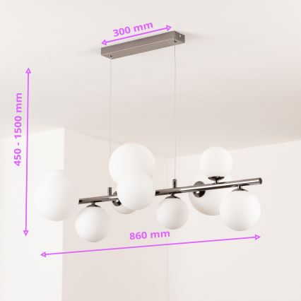 Brilagi - LED luster na sajli MILLA 10xG9/3W/230V crni krom/bijela