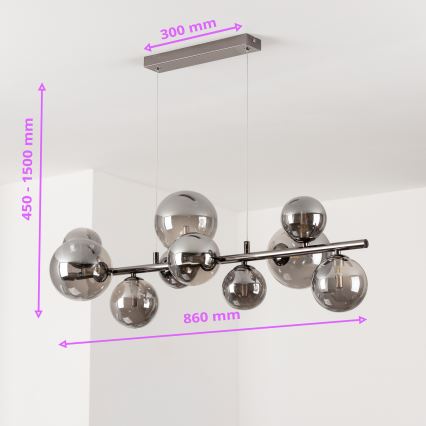 Brilagi - LED luster na sajli MILLA 10xG9/3W/230V crni krom/zadimljeno