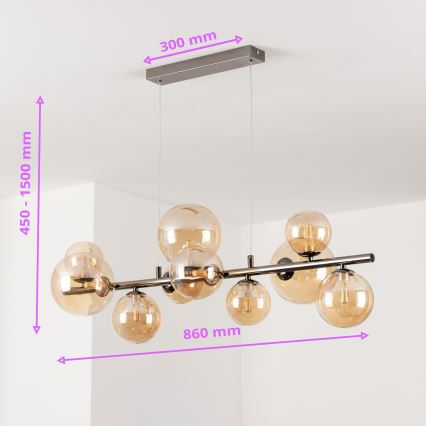 Brilagi - LED luster na sajli MILLA 10xG9/3W/230V crni krom/zlatna