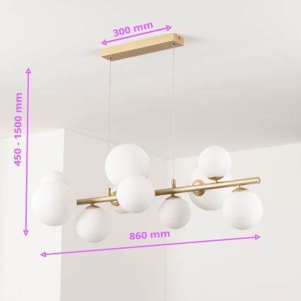 Brilagi - LED Luster na sajli MILLA 10xG9/3W/230V zlatna/bijela