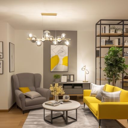 Brilagi - LED Luster na sajli MILLA 10xG9/3W/230V zlatna/dimna