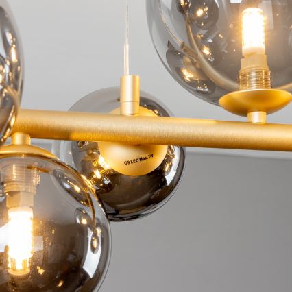 Brilagi - LED Luster na sajli MILLA 10xG9/3W/230V zlatna/dimna