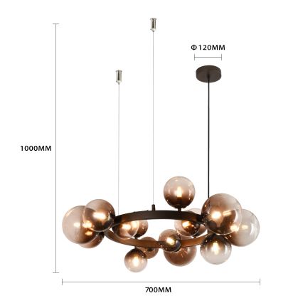 Brilagi - LED luster na sajli MILLA 15xG9/3W/230V smeđa/dimljeno-smeđa