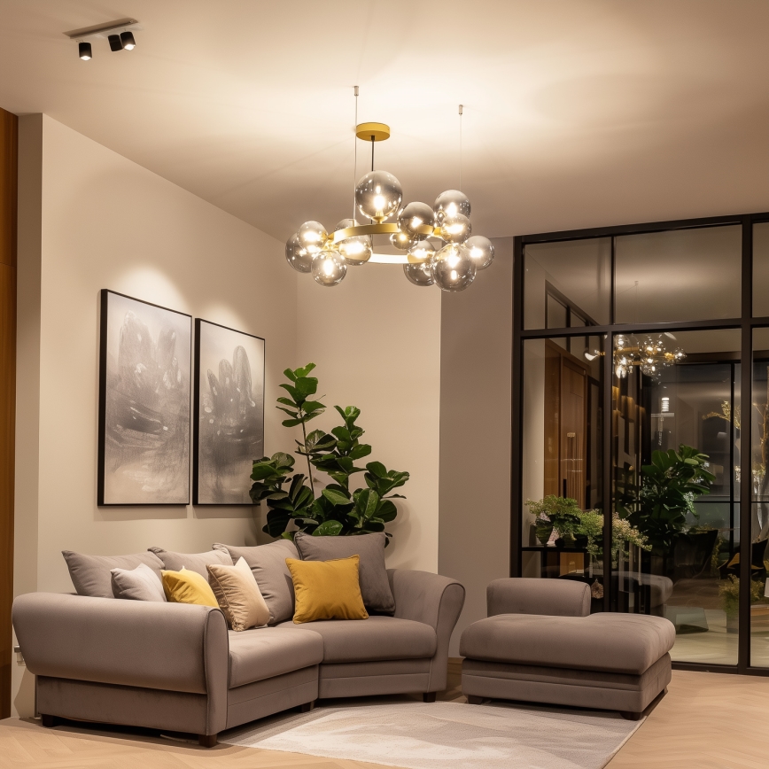 Brilagi - LED Luster na sajli MILLA 15xG9/3W/230V zlatna/dimna