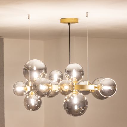 Brilagi - LED Luster na sajli MILLA 15xG9/3W/230V zlatna/dimna