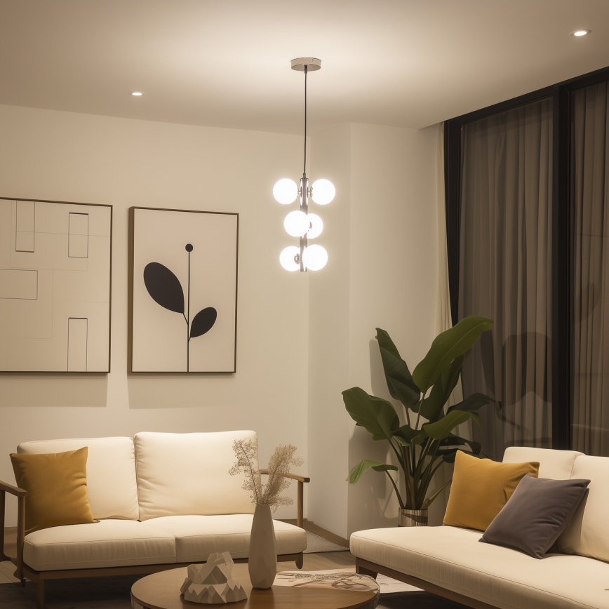 Brilagi - LED luster na sajli MILLA 6xG9/3W/230V crni krom/bijela