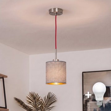Brilagi - LED luster na sajli NUBILA 1xE27/60W/230V Ø 14 cm crvena/siva