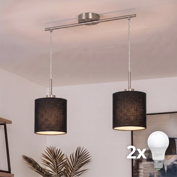 Brilagi - LED luster na sajli NUBILA 2xE27/60W/230V crna